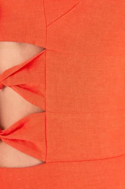 FARM Rio Orange Cut Out Midi Dress Outlet