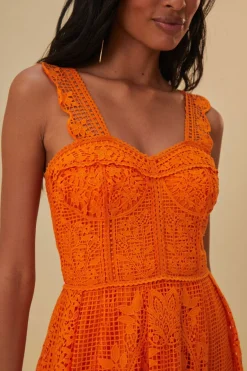 FARM Rio Orange Guipure Sleeveless Maxi Dress Online