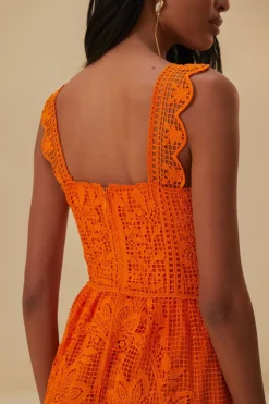 FARM Rio Orange Guipure Sleeveless Maxi Dress Online