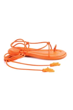 FARM Rio Orange Lace Up Flat Sandal New