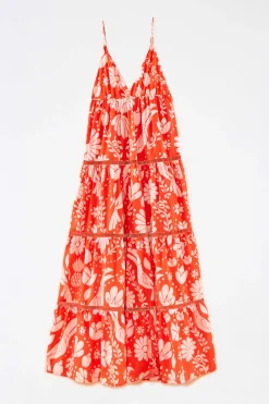 FARM Rio Orange Neon Jungle Maxi Dress New