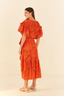 FARM Rio Orange Palm Tree Richilier Mini Skirt Discount