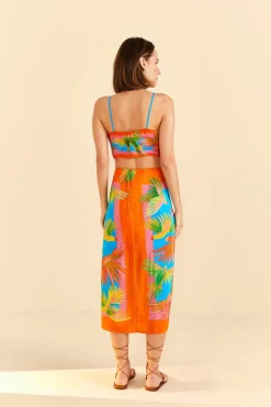 FARM Rio Painted Birds Scarf Midi Skirt Discount