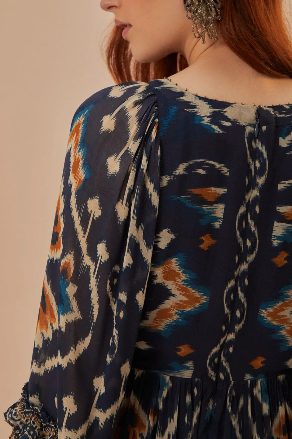 FARM Rio Pineaple Ikat Blue Maxi Dress