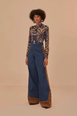FARM Rio Pineapple Ikat Blue Jersey Blouse Discount