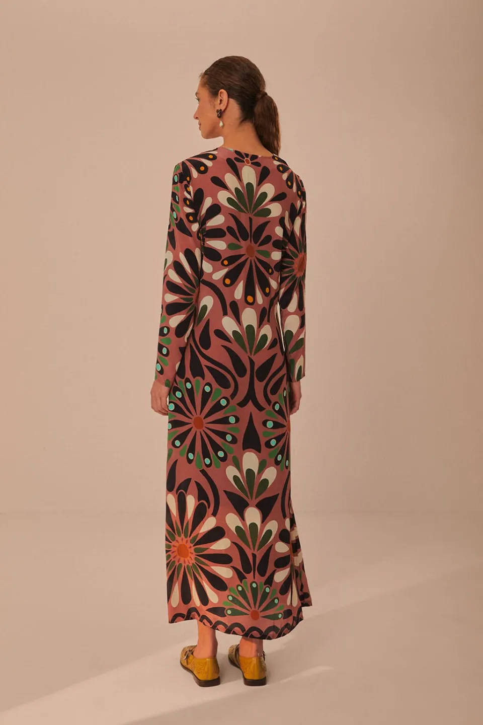 FARM Rio Pink Ainika Flowers Long Sleeve Maxi Dress Discount