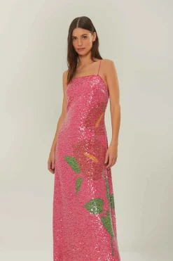 FARM Rio Pink Anthurium Flowers Slip Maxi Dress Online