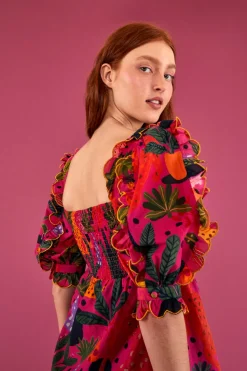 FARM Rio PINK BLOUSE | Pop Leopards Print New