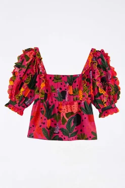 FARM Rio PINK BLOUSE | Pop Leopards Print New