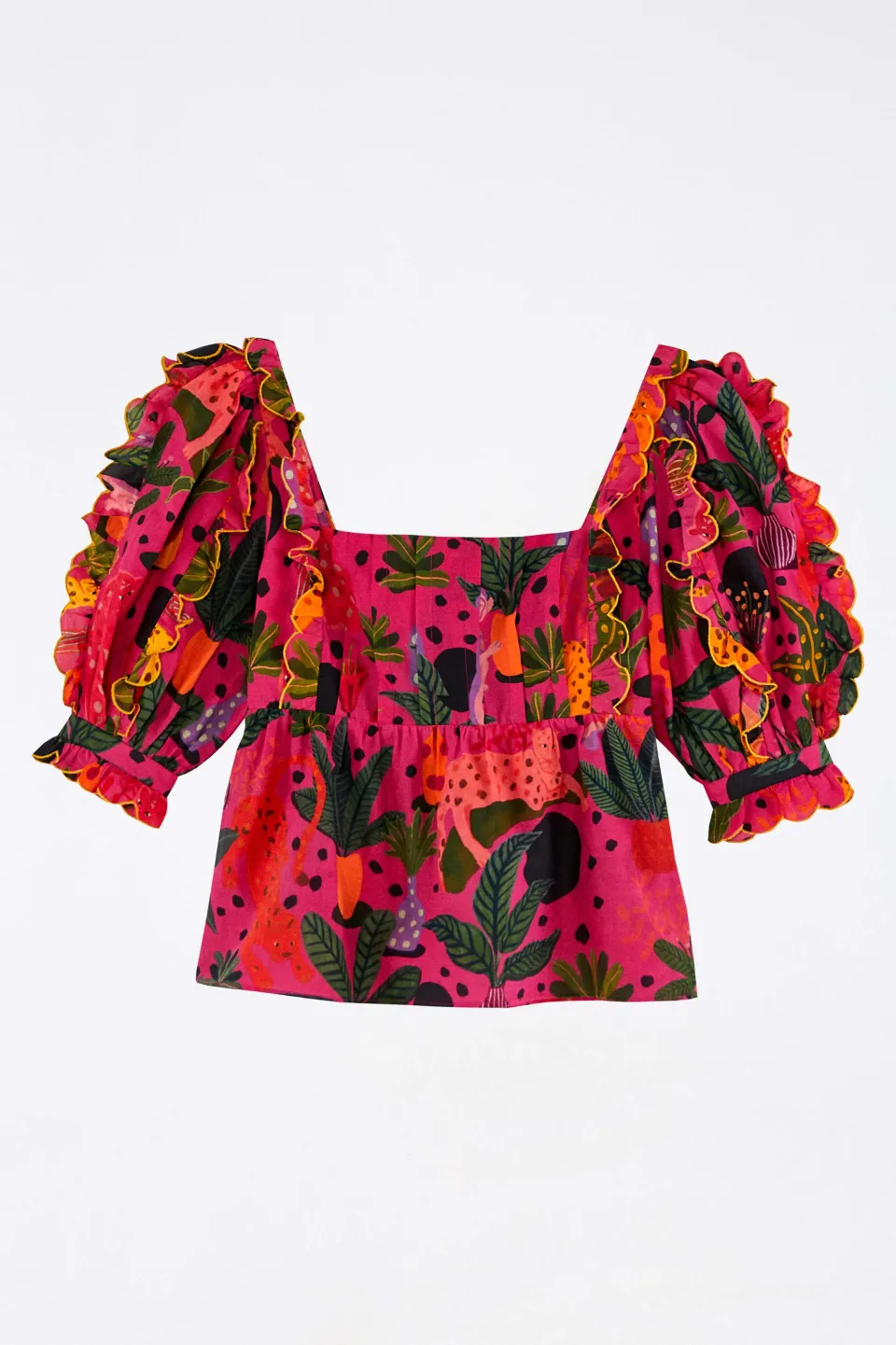 FARM Rio PINK BLOUSE | Pop Leopards Print New