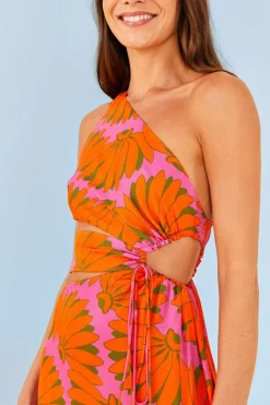 FARM Rio Pink Copacabana Lenzing™ Ecovero™ Viscose Cut Out Midi Dress Online