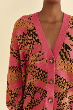 FARM Rio Pink Croco Knit Cardigan Clearance