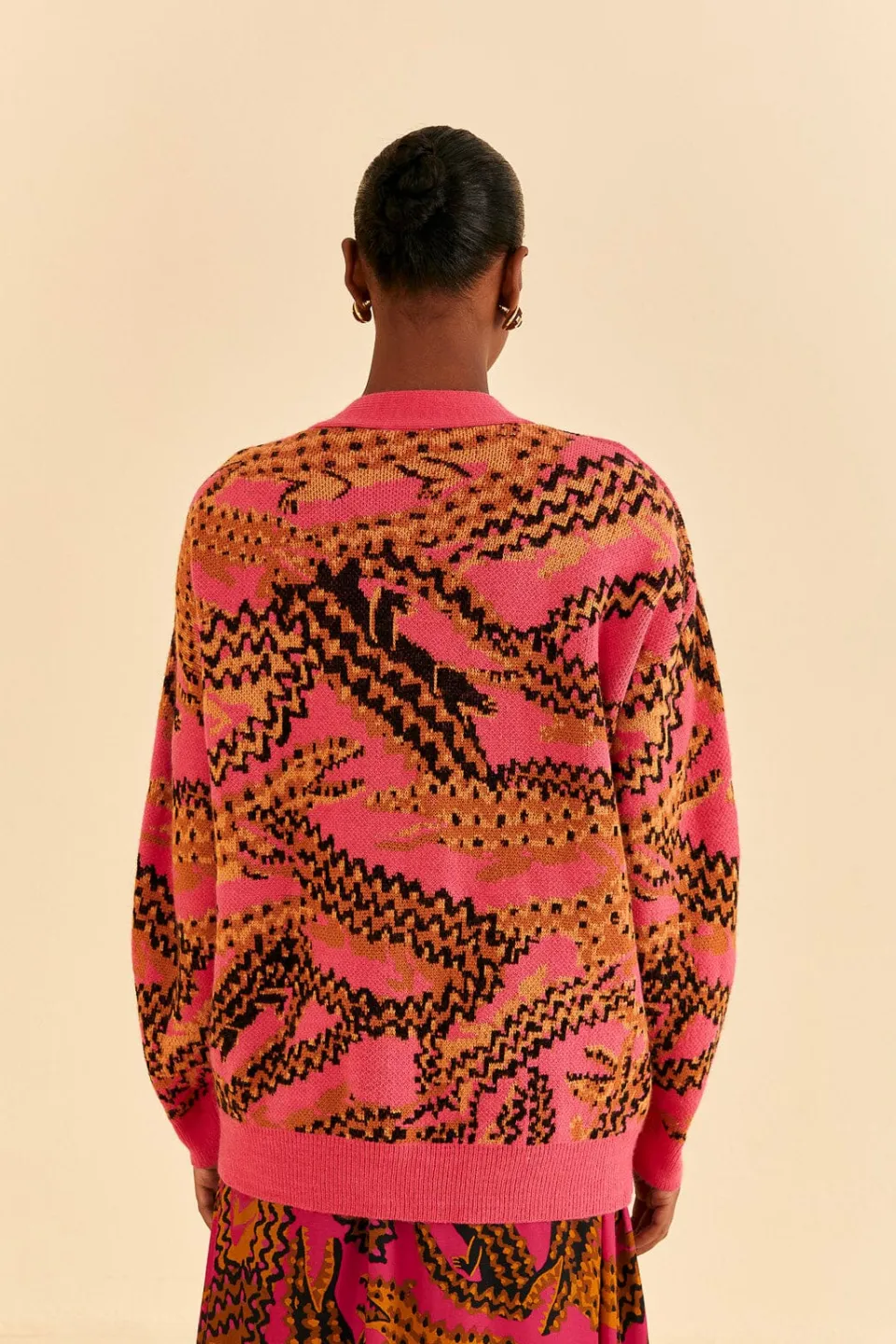FARM Rio Pink Croco Knit Cardigan Clearance