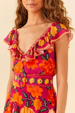 FARM Rio Pink Flowers Tapestry Mini Dress Outlet