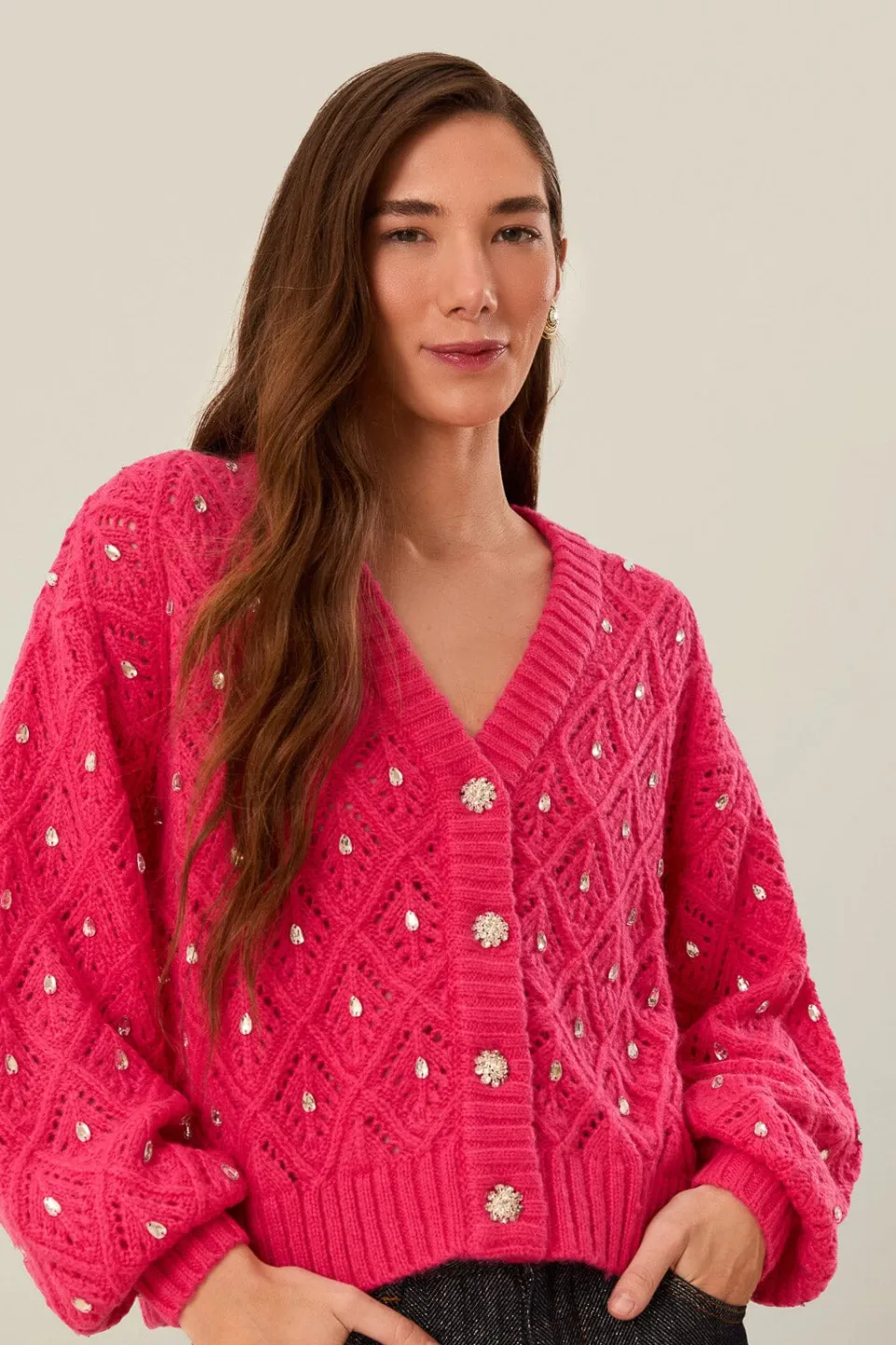 FARM Rio Pink Lace Knit Sweater Sale