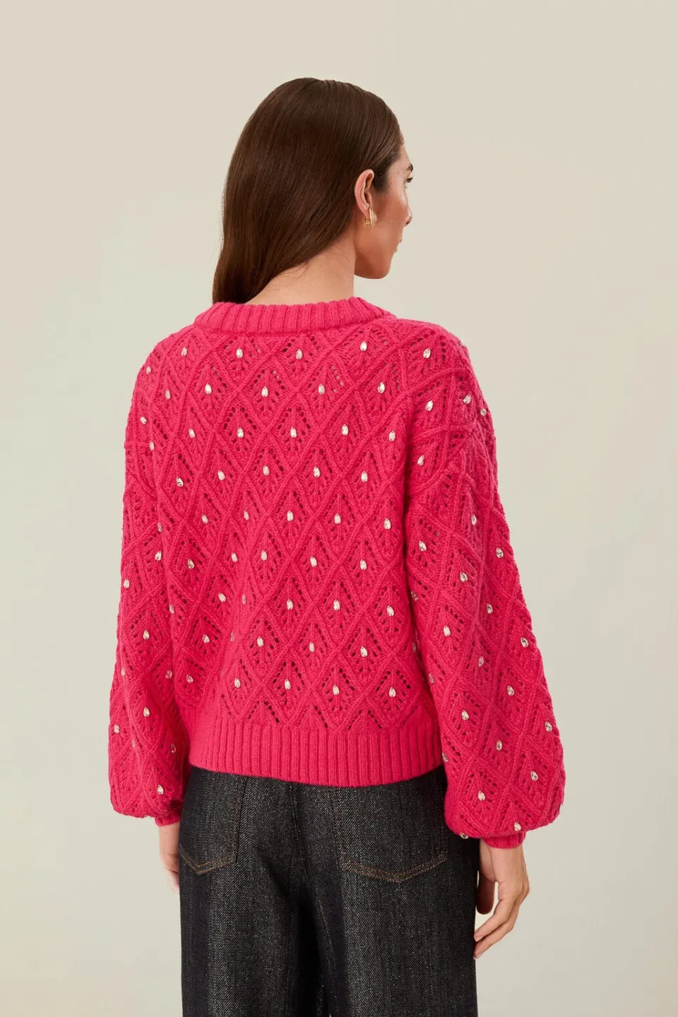 FARM Rio Pink Lace Knit Sweater Sale