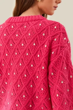FARM Rio Pink Lace Knit Sweater Sale
