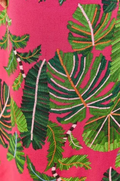 FARM Rio Pink Leaves Midi Dress Discount