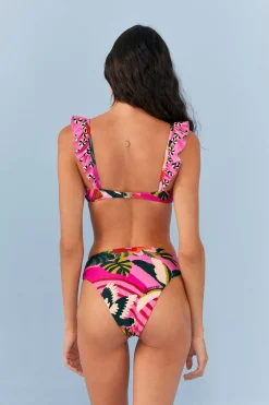 FARM Rio Pink Leopard Forest High Waisted Bikini Bottom Clearance