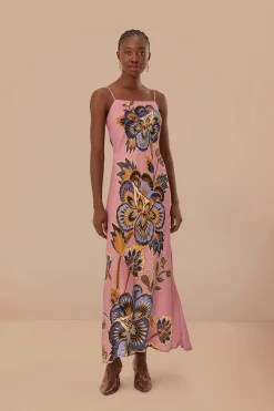 FARM Rio Pink Maxi Floral LENZING™ ECOVERO™ Viscose Slip Maxi Dress Outlet
