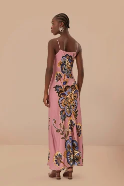 FARM Rio Pink Maxi Floral LENZING™ ECOVERO™ Viscose Slip Maxi Dress Outlet