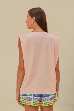 FARM Rio Pink Rio Shoulder Pad Organic Cotton T-Shirt Best