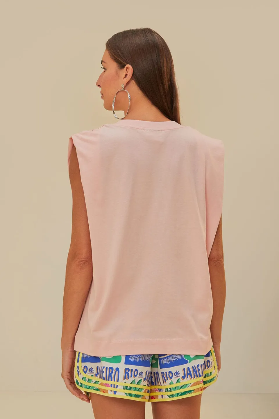 FARM Rio Pink Rio Shoulder Pad Organic Cotton T-Shirt Best