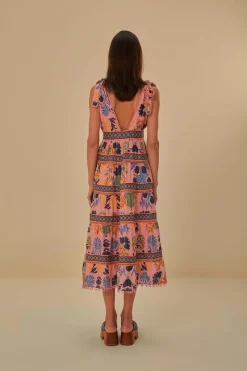 FARM Rio Pink Seashell Tapestry Midi Dress Best