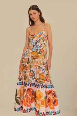 FARM Rio Pink Spring Bananas Midi Dress