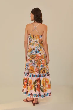 FARM Rio Pink Spring Bananas Midi Dress