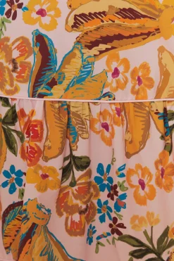 FARM Rio Pink Spring Bananas Midi Dress