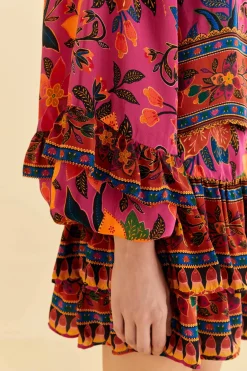 FARM Rio Pink Tropical Tapestry Long Sleeve Blouse Discount