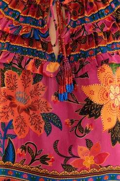 FARM Rio Pink Tropical Tapestry Long Sleeve Blouse Discount