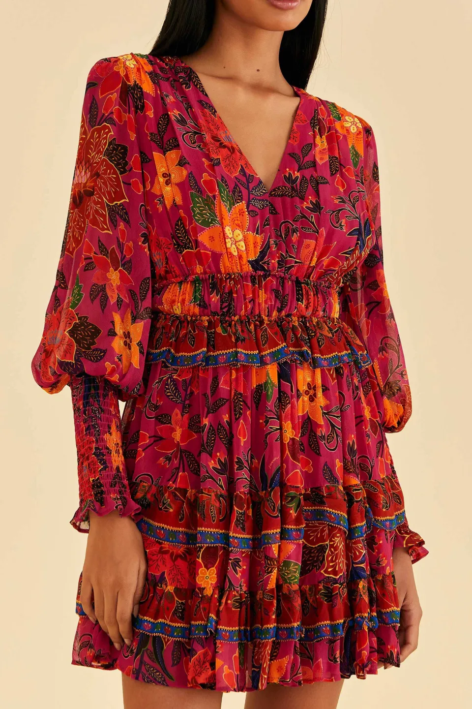 FARM Rio Pink Tropical Tapestry Mini Dress Clearance