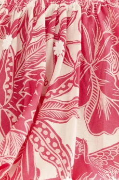 FARM Rio Pink Tropical Woodcut Crop Top Hot