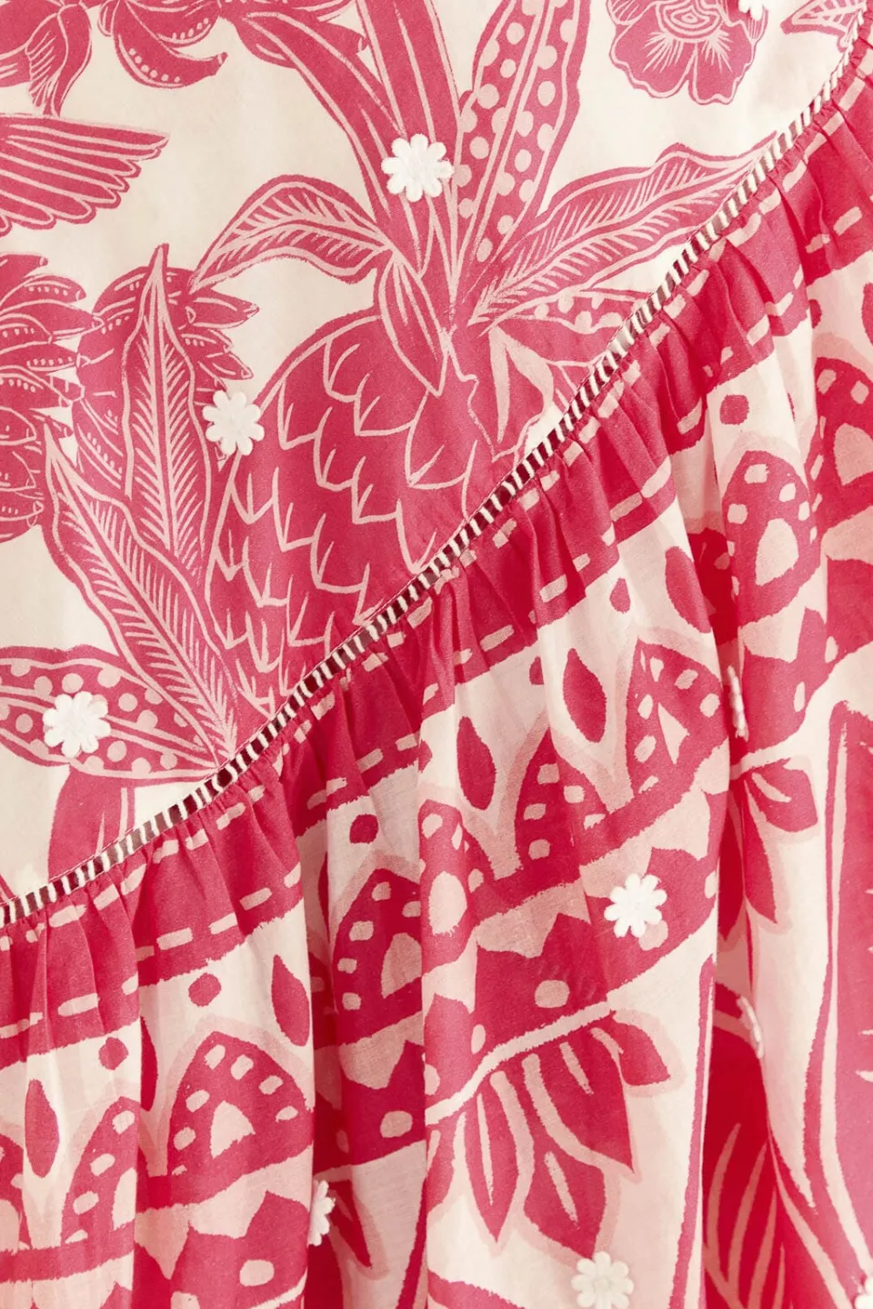 FARM Rio Pink Tropical Woodcut Midi Skirt Discount