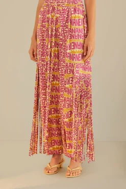 FARM Rio Pink Typographic Banana Fringe Pants Outlet
