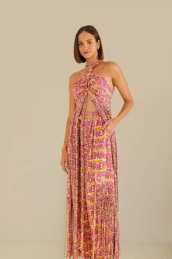 FARM Rio Pink Typographic Banana Fringe Pants Outlet