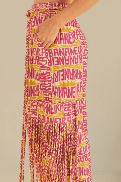 FARM Rio Pink Typographic Banana Fringe Pants Outlet