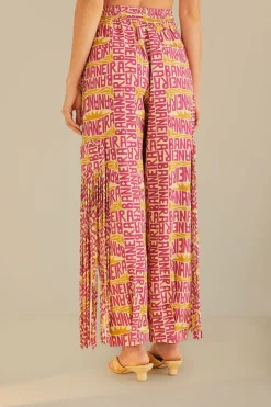 FARM Rio Pink Typographic Banana Fringe Pants Outlet