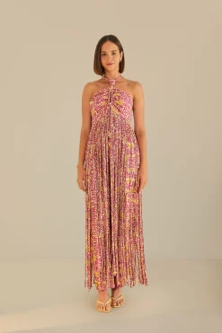 FARM Rio Pink Typographic Banana Fringe Top
