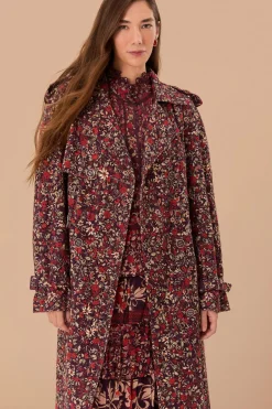 FARM Rio Purple Chelsea Garden Cotton Eyelet Trench Coat Sale