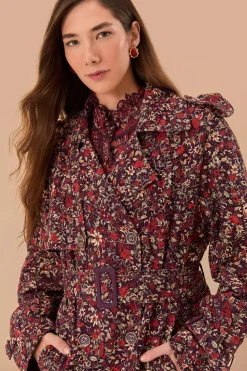 FARM Rio Purple Chelsea Garden Cotton Eyelet Trench Coat Sale