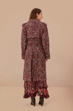 FARM Rio Purple Chelsea Garden Cotton Eyelet Trench Coat Sale