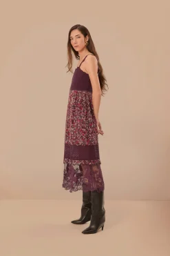 FARM Rio Purple Chelsea Garden Embroidered Lace Midi Dress Hot