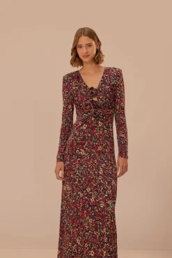 FARM Rio Purple Chelsea Garden Flowers Knot Maxi Dress Discount