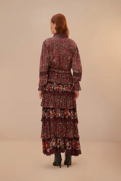 FARM Rio Purple Chelsea Garden Ruffles Maxi Skirt Outlet
