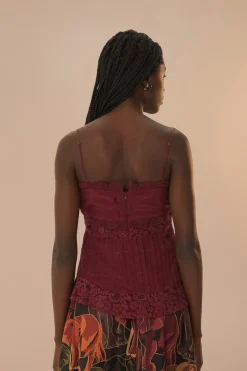 FARM Rio Purple Lace Sleeveless Blouse New