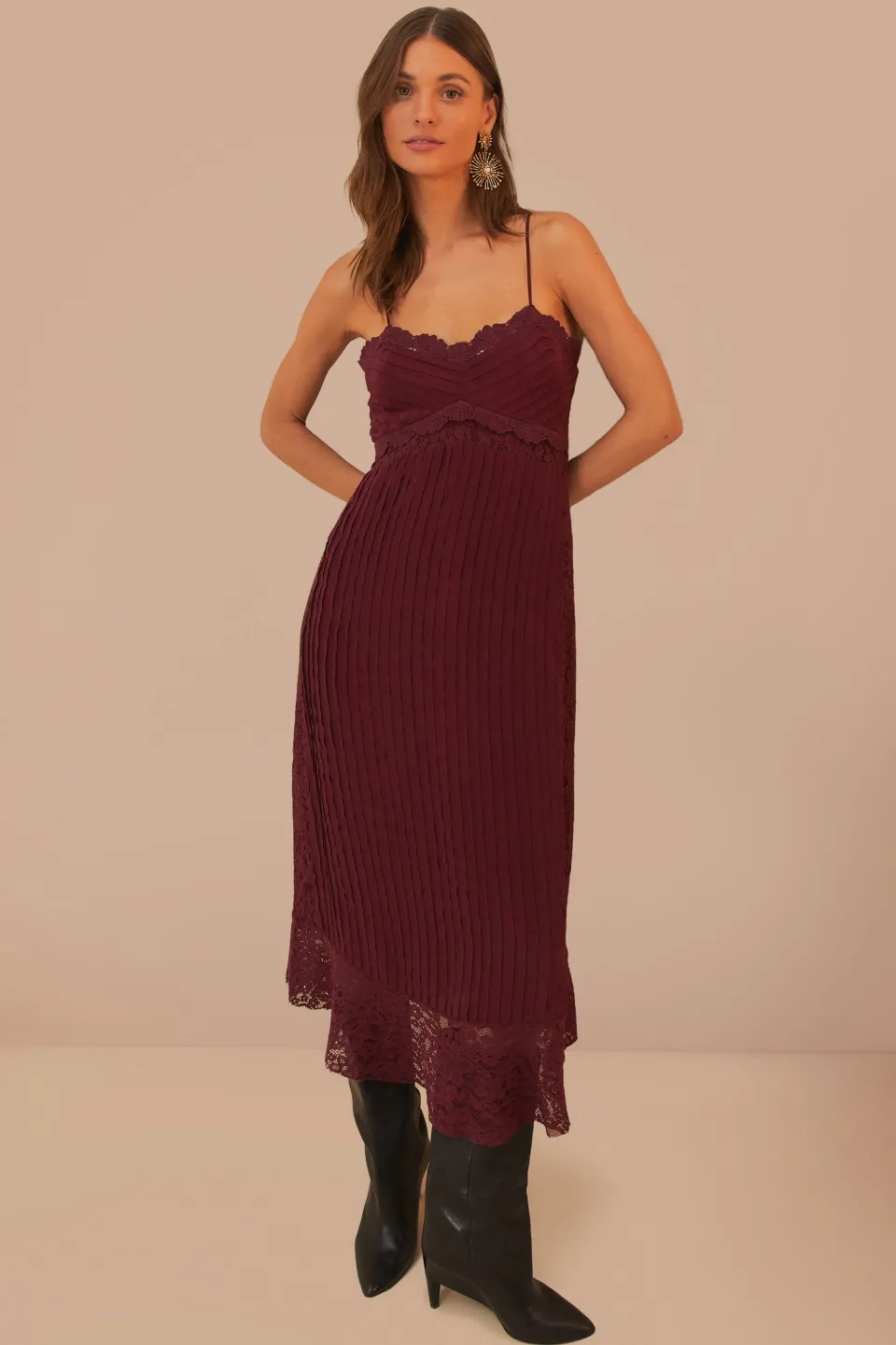 FARM Rio Purple Lace Sleeveless Midi Dress Online