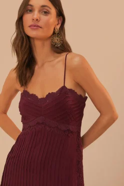 FARM Rio Purple Lace Sleeveless Midi Dress Online